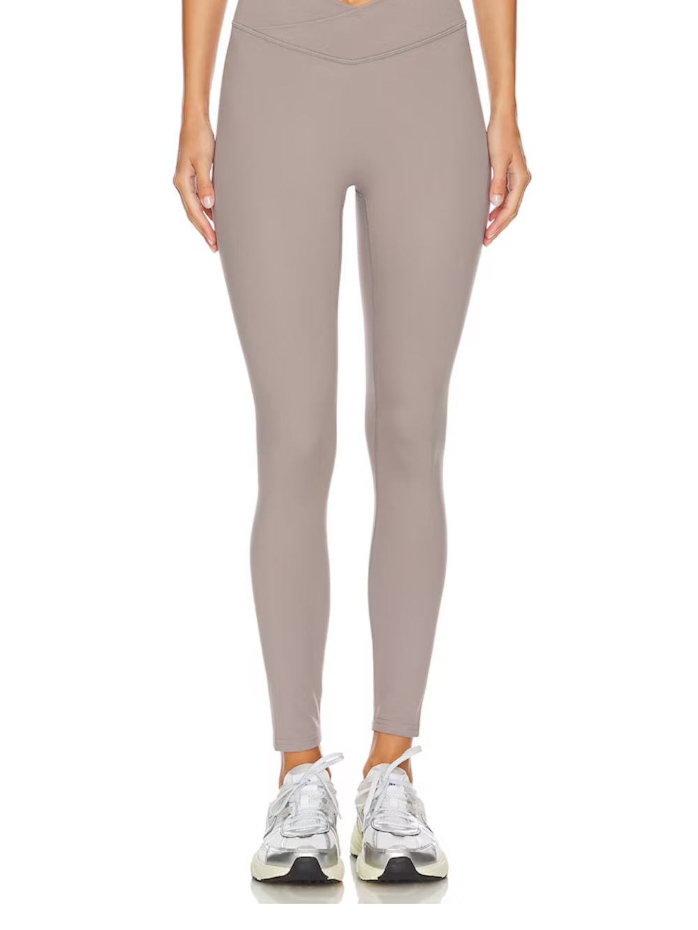 High-Rise V-Waist Leggings in Taupe